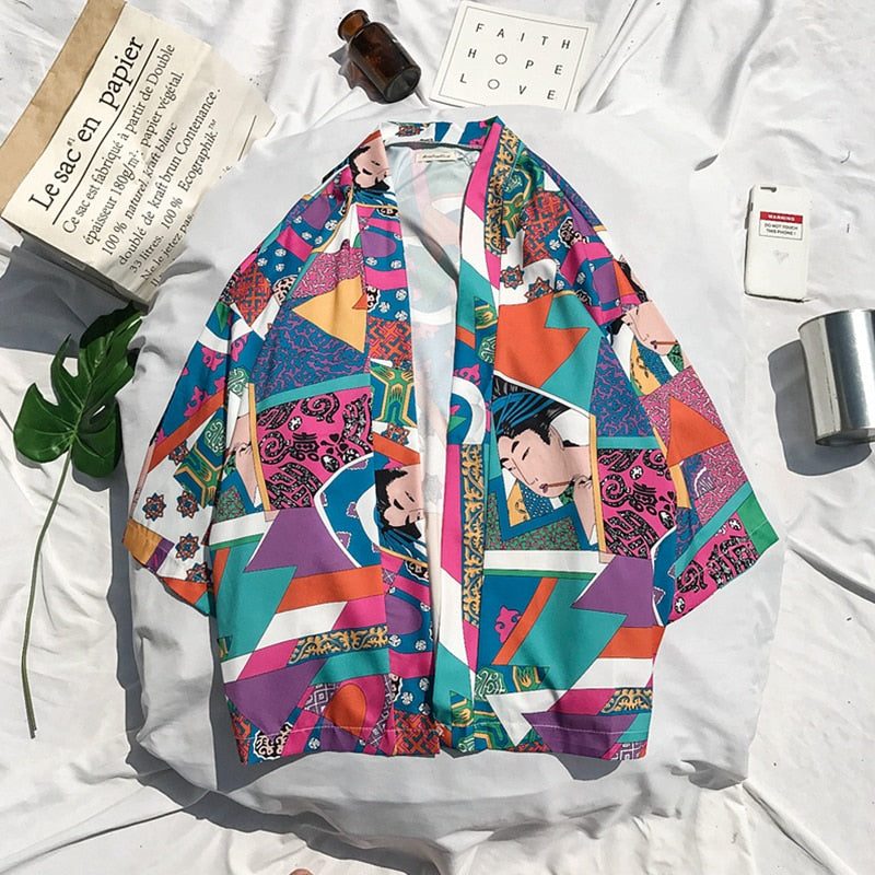 K’s Clothing Japanese Style Printed Kimono Jacket